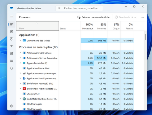 Gestionnaire de taches windows