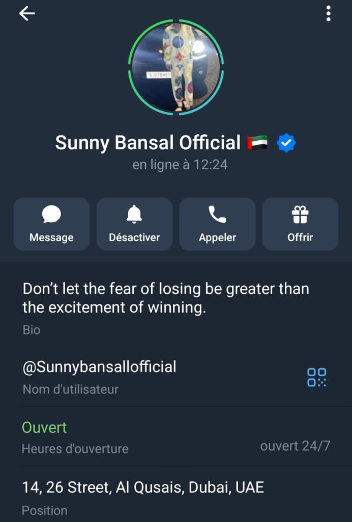 Sunny Arnaque Telegram