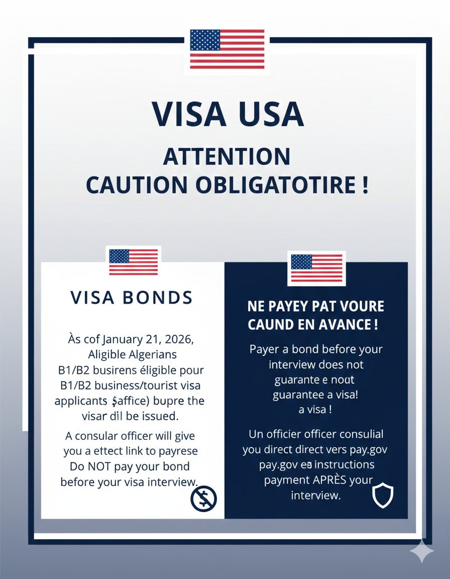 Visa USA : La caution pour les Algériens appliquée
