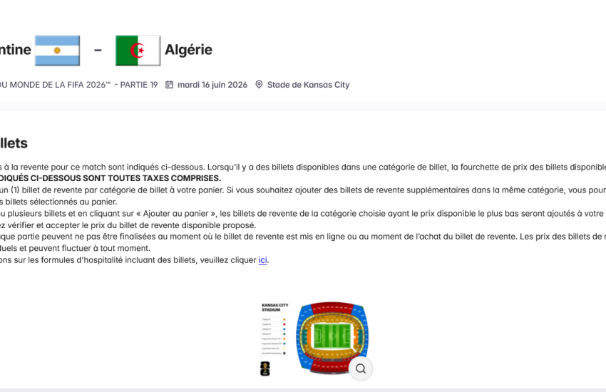 Billets Coupe du monde 2026