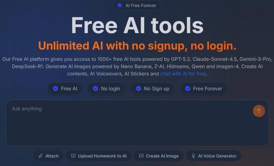 AI Free Forever: Le Hub gratuit illimité