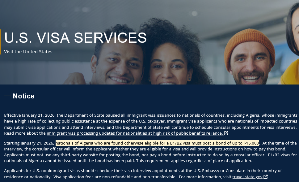 Visas USA : caution financière renforcée